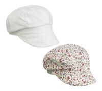 Lipodo Millefleurs Cap Wendemütze Newsboy Reversible Floral Solid 100% Linen 100% Cotton Women Summer White M (55-56 cm)