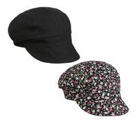 Lipodo Millefleurs Reversible Newsboy Cap Floral Solid 100% Linen 100% Cotton Women Summer Black