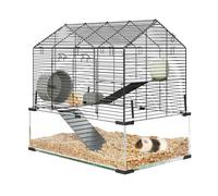MilleLoom Hamster Cage Starter Kits Guinea Pig Cage with 3 Layer Platform Wheel Water Bottle Shelter Bowl Accessories Pet Cage for Chinchillas Hedgehog Syrian Gerbil Chew Resistant Metal