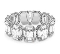 Millenia bracelet, Oversized crystals, Octagon cut, White, Rhodium plated