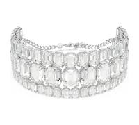 Millenia choker, Octagon cut, White, Rhodium plated