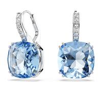 Millenia drop earrings, Cushion cut, Blue, Rhodium plated