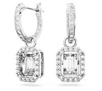 Millenia drop earrings, Octagon cut, White, Rhodium plated