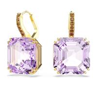 Millenia drop earrings, Square cut, Purple, 18K gold finish