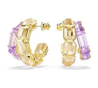 Millenia hoop earrings, Mixed cuts, Multicoloured, 18K gold finish