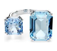 Millenia open ring, Octagon cut, Blue, Rhodium plated