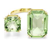 Millenia open ring, Octagon cut, Green, 18K gold finish