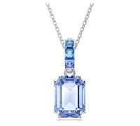 Millenia pendant, Octagon cut, Blue, Rhodium plated
