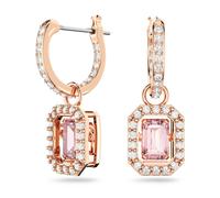 Millenia Rose Gold Coloured Pink Octagon Cut Stone Drop Earrings