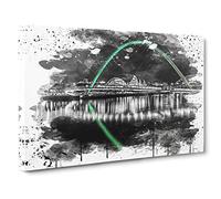Millenium Bridge Newcastle (4) V3 Canvas Print | Gallery Wrapped 30mm Frame Wall Art | 30x20 inches | Ready to Hang | Modern Cityscape Picture | Living Room Bedroom Lounge Office