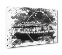 Millenium Bridge Newcastle Vol.4 V4 Canvas Print | Gallery Wrapped 30mm Frame Wall Art | 24x16 inches | Ready to Hang | Modern Cityscape Picture | Living Room Bedroom Lounge Office