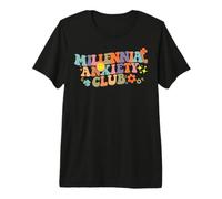 Millennial Anxiety Club Retro Groovy Lettering Premium T-Shirt