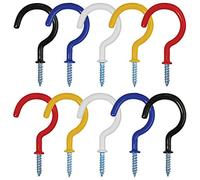 Millennial Essentials Vinyl Coated Screw-in Ceiling Cup Hooks 2.9 Inches Screw Hooks 30 Pack (5 Colors)