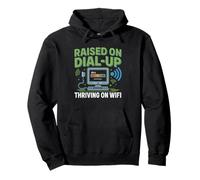 Millennial Raised Dial Up Thriving Wifi Nostalgia Humor Pullover Hoodie