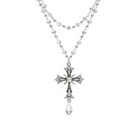 Millennials In Motion Designer Cross Pendant Necklace, One Size, Metal Rhinestone, No Gemstone