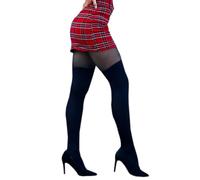 Millennials In Motion Faux Thigh High Tights with Sweater Thigh High Socks Stay Up for Kawaii School Girl Cosplay Costume Sheer Illusion Two Tone Pantyhose Nylons Opaque Blackout Sweater Leggings