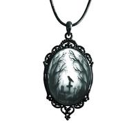 Millennials In Motion Raven Gothic Witch Necklace Spooky Victorian Vampire Halloween Goth Pendant Long Medieval Locket Jewelry