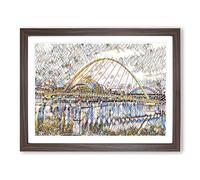 Millennium Bridge Newcastle 2 Modern BG Framed Wall Art Print, Ready to Hang Picture for Living Room Bedroom Home Office Décor, Walnut A4 (34 x 25 cm)