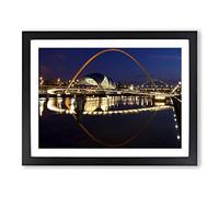 Millennium Bridge Newcastle Modern Framed Wall Art Print, Ready to Hang Picture for Living Room Bedroom Home Office Décor, Black A4 (34 x 25 cm)