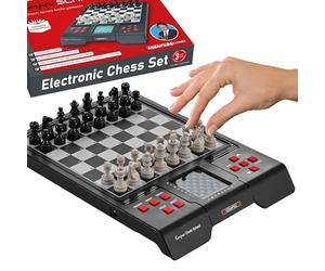 MILLENNIUM Chess School M805 - Your chess trainer for at home and on the go, with 100 interactive exercises, voice output & chess textbook (de/en) - for children, beginners & schools