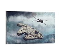 Millennium Falcon & X Wing Watercolor Art Star The Wars Moive Posters Canvas Wall Art Farmhouse Gallery Aesthetic Room Decor For Bedroom Bathroom 12x18inch(30x45cm)