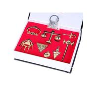 Millennium Item Set Yugi Muto Millennium Puzzle Millennium Wheel Wisdom Millenium Pyramid Puzzle Pendant for Necklace Keyring Eye of Horus Accessories 8pcs Set (gold)