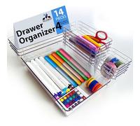 Millennium Store 14 Pack Clear Drawer Organiser Trays, Stackable Plastic Storage Boxes, Ideal for Kitchen, Office, Bathroom, Makeup organiser & Desk Drawer Organiser