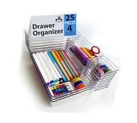 Millennium Store 25 Pack Clear Drawer Organiser Trays, Stackable Plastic Storage Boxes, Ideal for Kitchen, Office, Bathroom, Makeup organiser & Desk Drawer Organiser