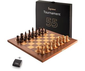 MILLENNIUM Supreme Tournament E-Board - Electronic tournament chessboard wooden pieces, including ChessLink module for online play against players from all over the world