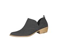 millenniums Womens Ankle Boots Ladies Cutout Hollow Out Ankle Boots Slip On Pointed Toe Stacked Chunky Block Heel Booties (Black,UK 7.5)