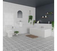 Miller 520mm Basin and Left Hand Straight Single Ended Bathroom Suite | White | ABS Polished Chrome | 1500mm x 700mm