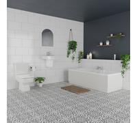 Miller 520mm Basin and Left Hand Straight Single Ended Bathroom Suite | White | ABS Polished Chrome | 1700mm x 750mm