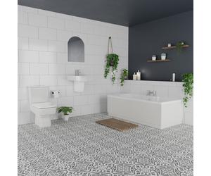 Miller Basin and 1600mm x700mm Left Hand Straight Single Ended Bathroom Suite | White | ABS Polished Chrome | 520mm