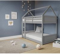Miller Kids Wooden House Bunk Bed Home Detail Grey Single