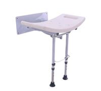 Millercare Compact Wall Mounted Drop Down Shower Seat - Foldable Chair with Adjustable Height Legs, Rust Free Aluminium Frame - Supportive Bathroom Aid for Elderly, Disabled & Limited Mobility | White