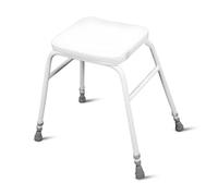 Millercare Perching Stool with Padded Seat - Height Adjustable Legs with Supportive Backrest - Stable & Comfortable Chair for Kitchen, Bathroom or Daily Use - Ideal for Mobility Support | White