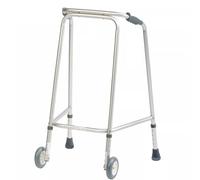 Millercare Ultra Lightweight Walking Frame with Wheels - Durable & Easy to Use Mobility Aid - Adjustable Height Aluminium Walker for Seniors & Mobility Assistance (Silver, Small)(Medium)