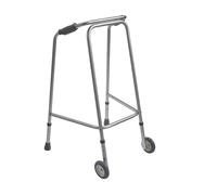 Millercare Ultra Narrow Walking Frame with Wheels - Adjustable Zimmer Frame for Elderly, Seniors & Disabled - Lightweight Mobility Aid with Comfortable Hand Grips & Stable Support | Medium