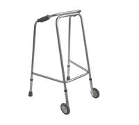 Millercare Ultra Narrow Walking Frame with Wheels - Adjustable Zimmer Frame for Elderly, Seniors & Disabled - Lightweight Mobility Aid with Comfortable Hand Grips & Stable Support | Large