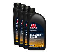 Millers Oils Classic 4T 20W-50 Mineral Motorcycle Engine Oil Api Sg, Sf, Se 4X1L
