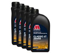Millers Oils Classic 4T 20W-50 Mineral Motorcycle Engine Oil Api Sg, Sf, Se 5X1L