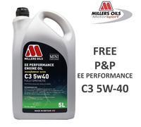 Millers EE Performance C3 5W-40 5 Litre Fully Syn Engine Oil + 5L SCREENWASH TAB