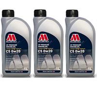 Millers Oils XF Premium 0W20 C5 C6 Fully Synthetic Engine Oil, LL-17FE+ STJLR515122, 3 Litres