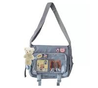 MILLEVIBE Ita Bag Crossbody with Pins & Kawaii Accessory Cute Miku Japanese Messenger Bag Shoulder Women, 02 Blue, A4