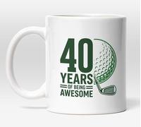 Millhouse Prints 40th Birthday Golf Mug, 40 Years of Being Awesome Coffee Cup for Golfer Dad, Husband, Friend, Funny 40th Bday Gift for Men Women