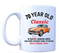 MILLHOUSE PRINTS 70th Birthday Mug - Funny Classic Car 70 Year Old Gift - Vintage 1955 Birthday Present - Car Enthusiast Coffee Cup - 11oz White Ceramic