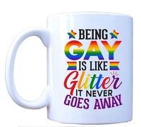 MILLHOUSE PRINTS Being Gay is Like Glitter Mug - Funny LGBTQ Coffee Cup - Rainbow Pride Humor Drinkware
