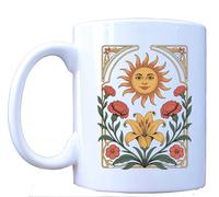 MILLHOUSE PRINTS Boho Tarot Sun Mug - Mystical Floral Coffee Cup - Vintage Botanical Spiritual Vibes Drinkware