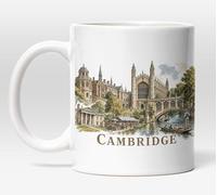 Millhouse Prints Ceramic Mug 11oz White Vintage Watercolour Cambridge Cityscape Souvenir
