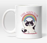 Millhouse Prints Cool Aunts Club Mug - Grumpy Cat Rainbow Coffee Cup - Funny Aunt - 11oz Ceramic